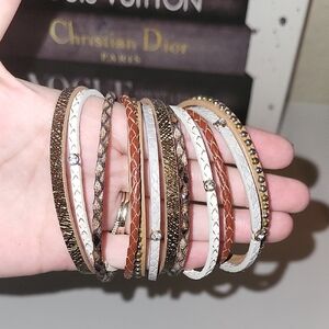 SAACHI White and Brown Bracelet Set with Elegant Textures